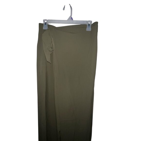 Halara High Waisted Tie Side Invisible Zipper Wide Leg Work Pants Sz Large Green - Picture 13 of 15